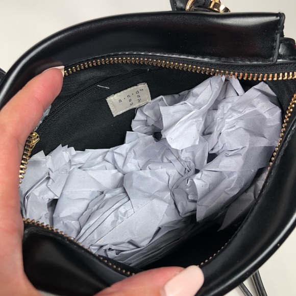 Trapezoid Midi Satchel Handbag - A New Day Black - - Picture 4 of 6